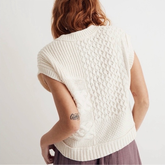 Madewell Cream Cable Knit Sweater Vest - Picture 3 of 8